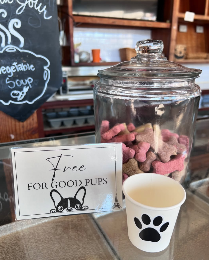 Free treats for good pups jar at Paris Bakery